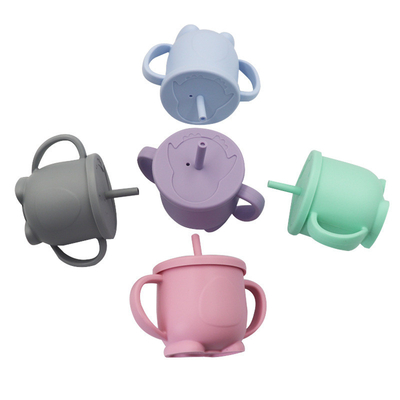 Il silicone a perfetta tenuta non slitta la tazza di Sippy del bambino con Straw For Feeding