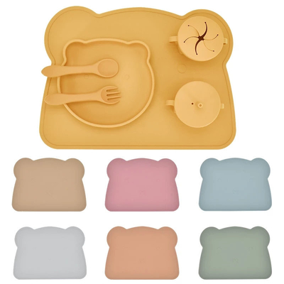 Bambini di forma dell'orso del fumetto che alimentano la Tabella Mats Dinner Placemat For Baby del silicone del commestibile