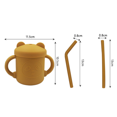 Il silicone a perfetta tenuta non slitta la tazza di Sippy del bambino con Straw For Feeding