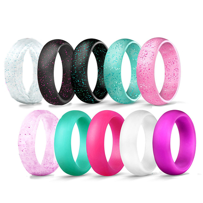 Anelli su ordinazione alla moda del silicone delle donne con le fedi nuziali eleganti istantanee fini del silicone
