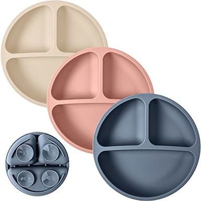 Il silicone 100% del commestibile del bambino del bambino di microonda diviso placca BPA libero con aspirazione
